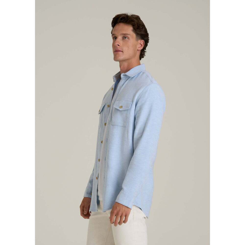 American Tall Everyday Comfort Terry Overshirt for Tall Men in Cloud Blue Size L - Picture 3 of 3